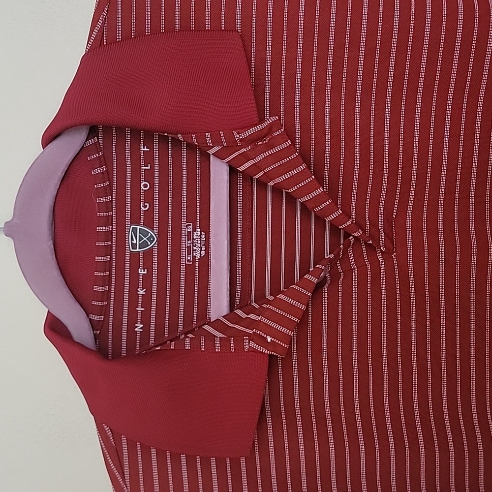 Nike Golf Burgundy Wine Striped Polo Short Sleeve Shirt XL - Picture 6 of 15